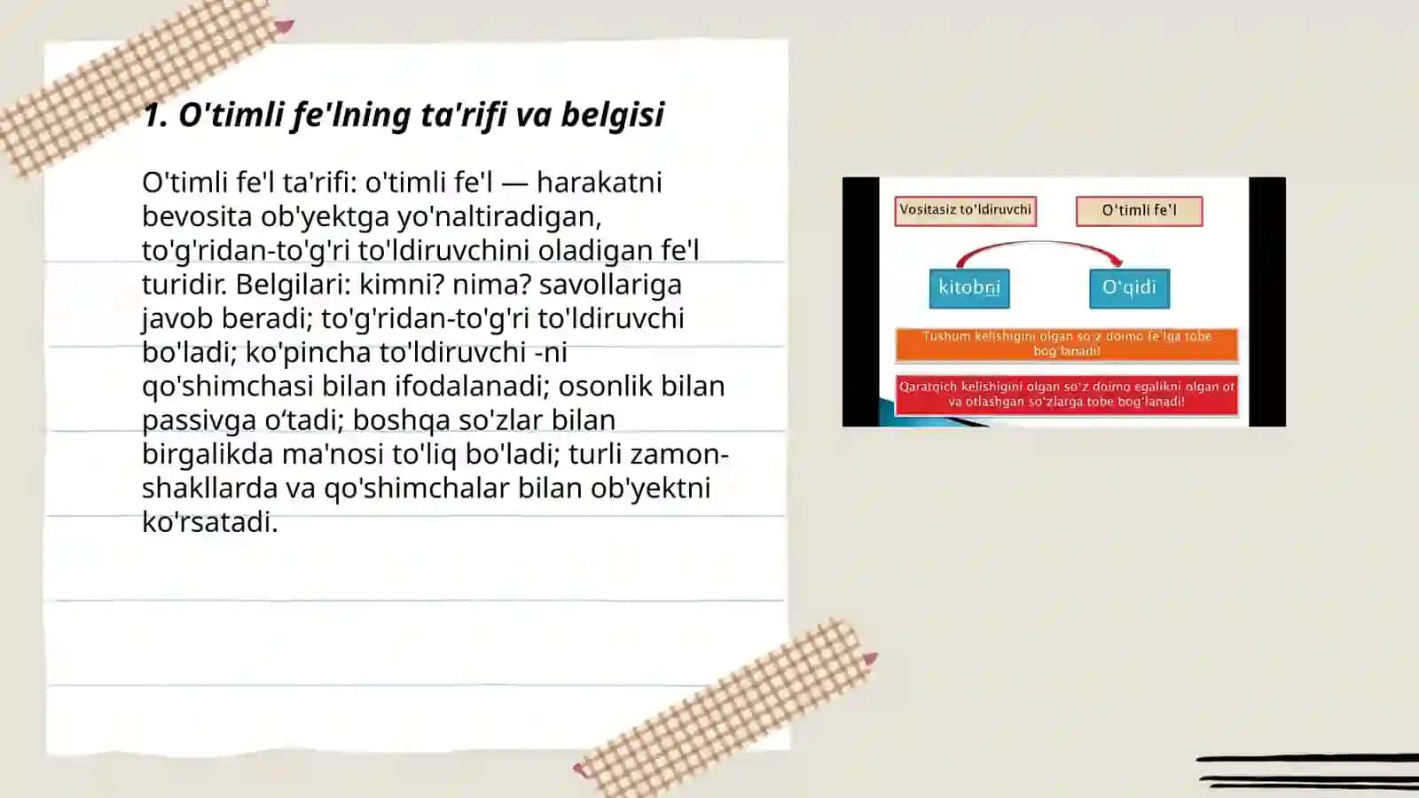 O'timli va ótimsiz fe'llar 3