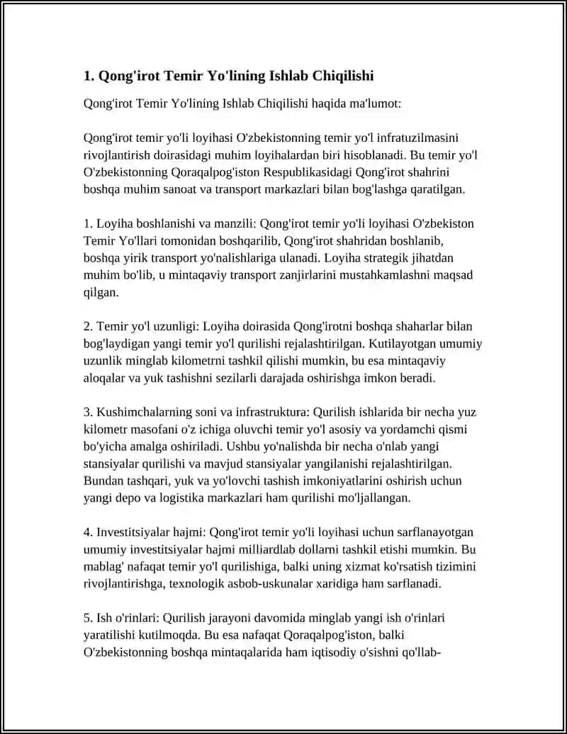 Qong'irot Temir Yo'lining Ishlab Chiqilishi 3
