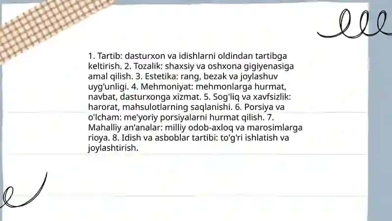 Dasturxon tuzatish madaniyati 3