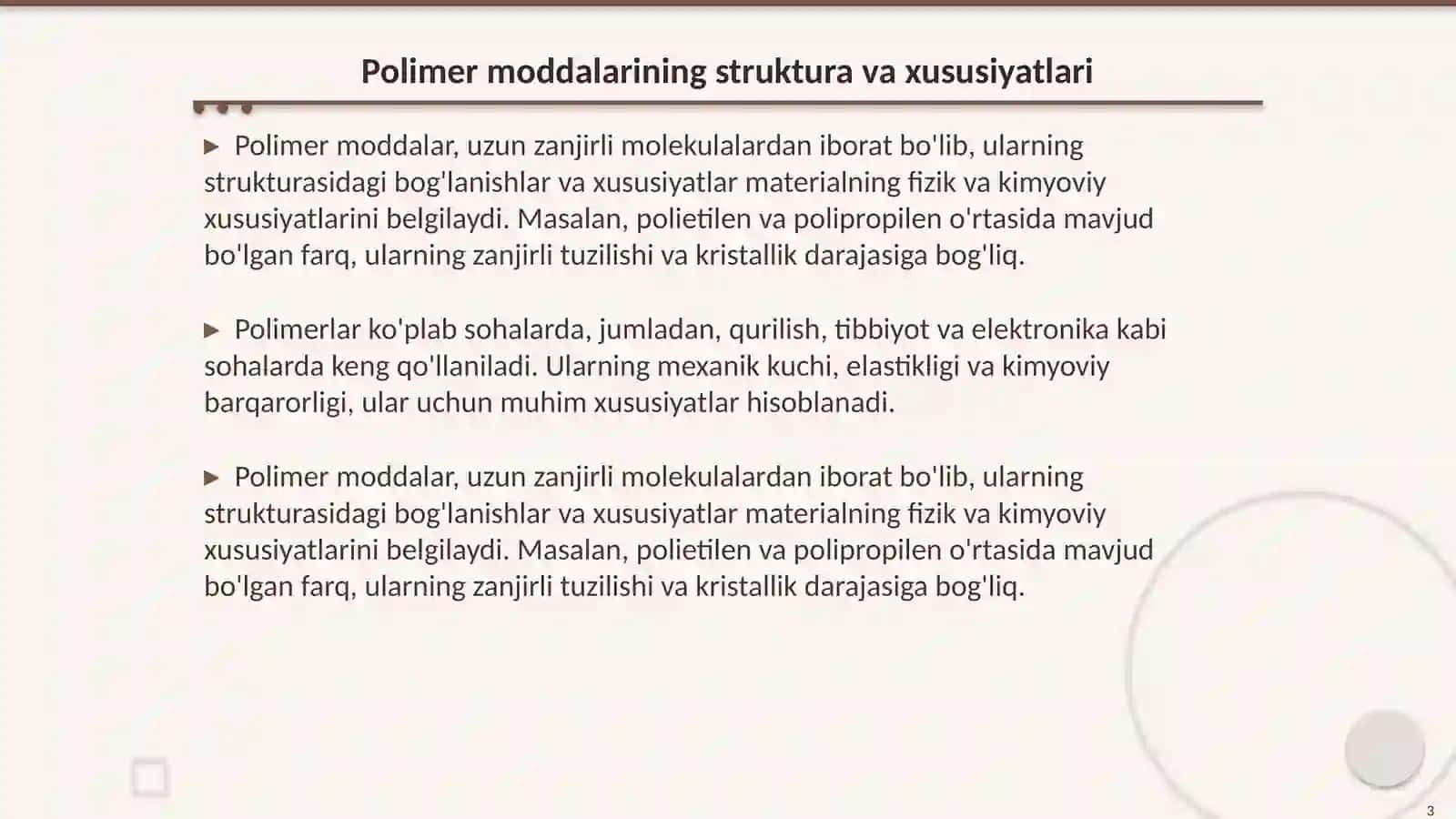 Polimer moddalarining destruksiyasi 3