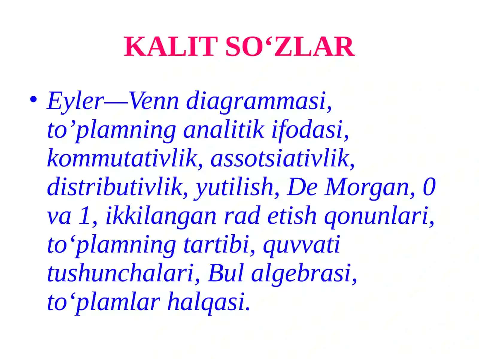 TO‘PLAMLAR. TO‘PLAMLAR USTIDA AMALLAR 3