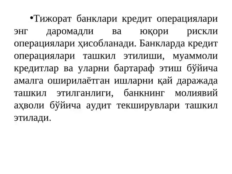 Муаммоли кредитлар аудити 3