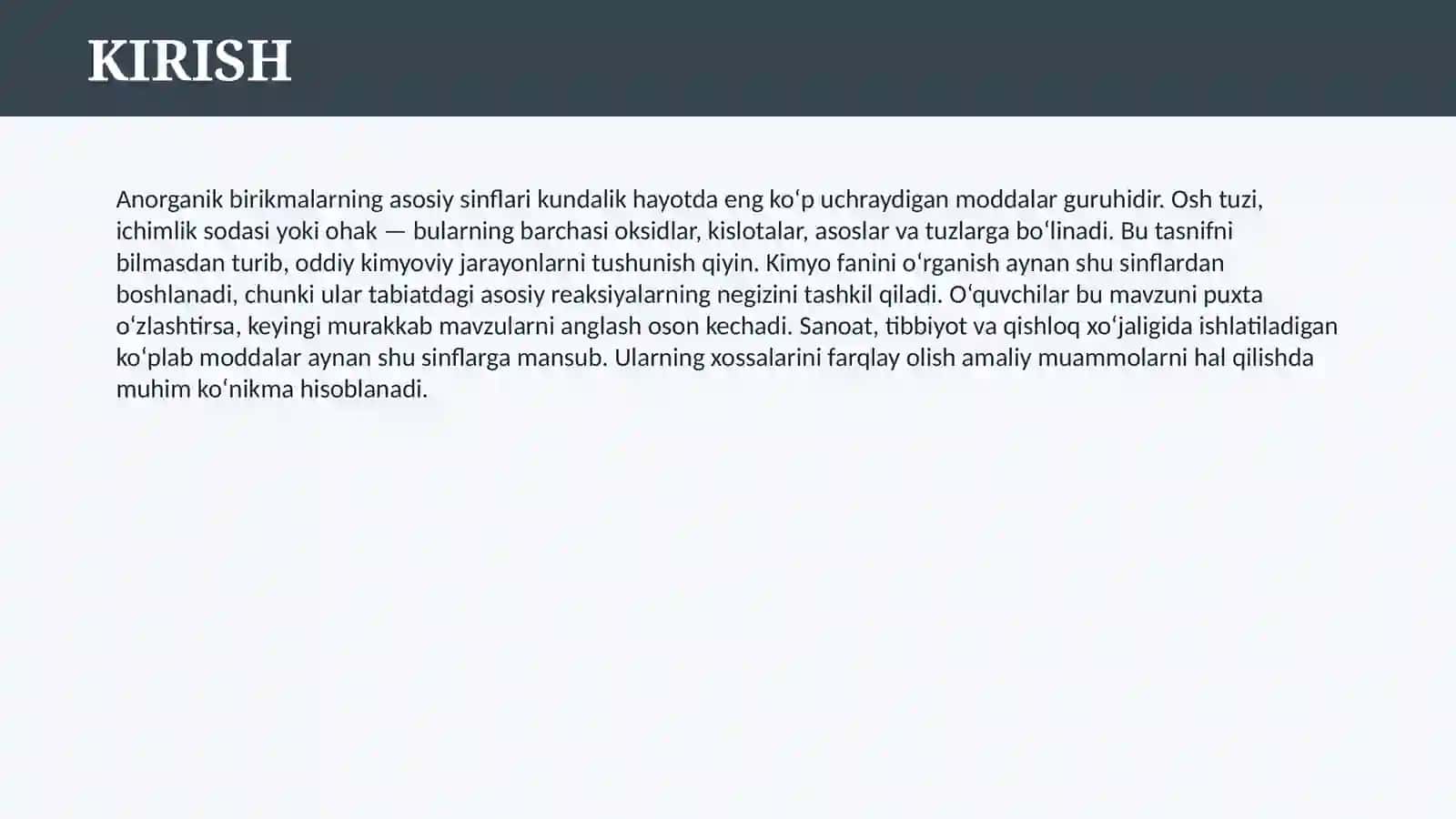 ANORGANIK BIRIKMALARNING ASOSIY SINFLARI 3