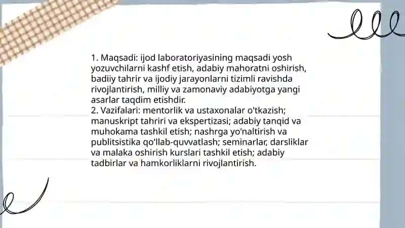 Ijod labaratoriyasi va adabiy tahrir 3