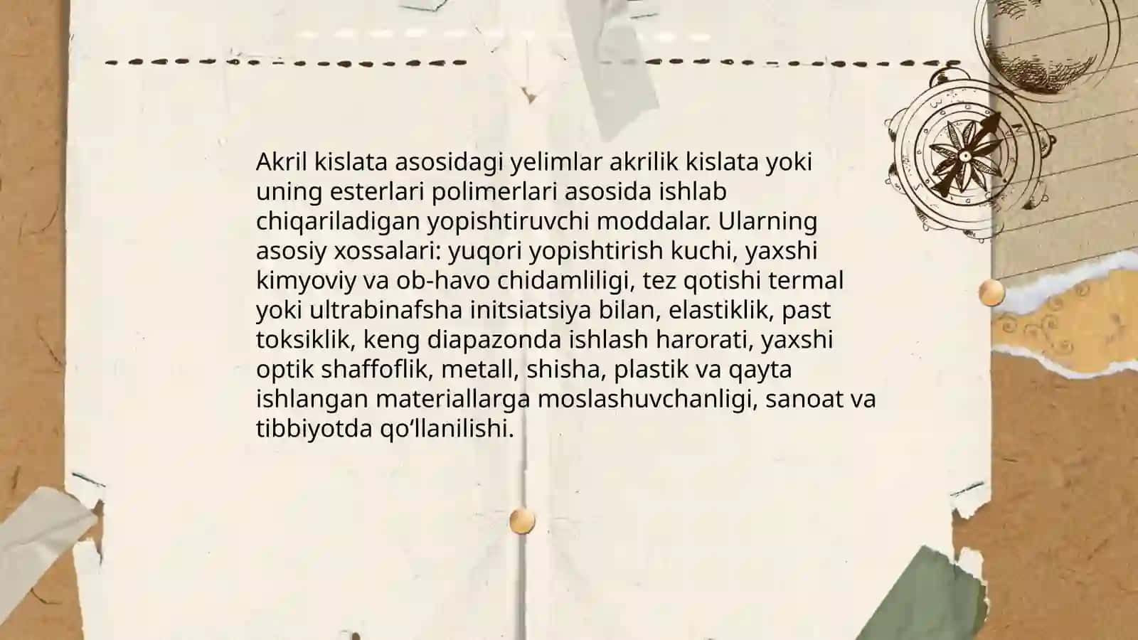 Akril kislata asosidagi yelimlar va ularning xossalari 3