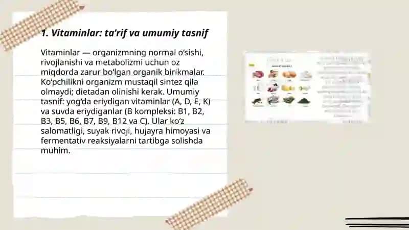 Vitaminlar va vitaminga o'xshash moddalar 3