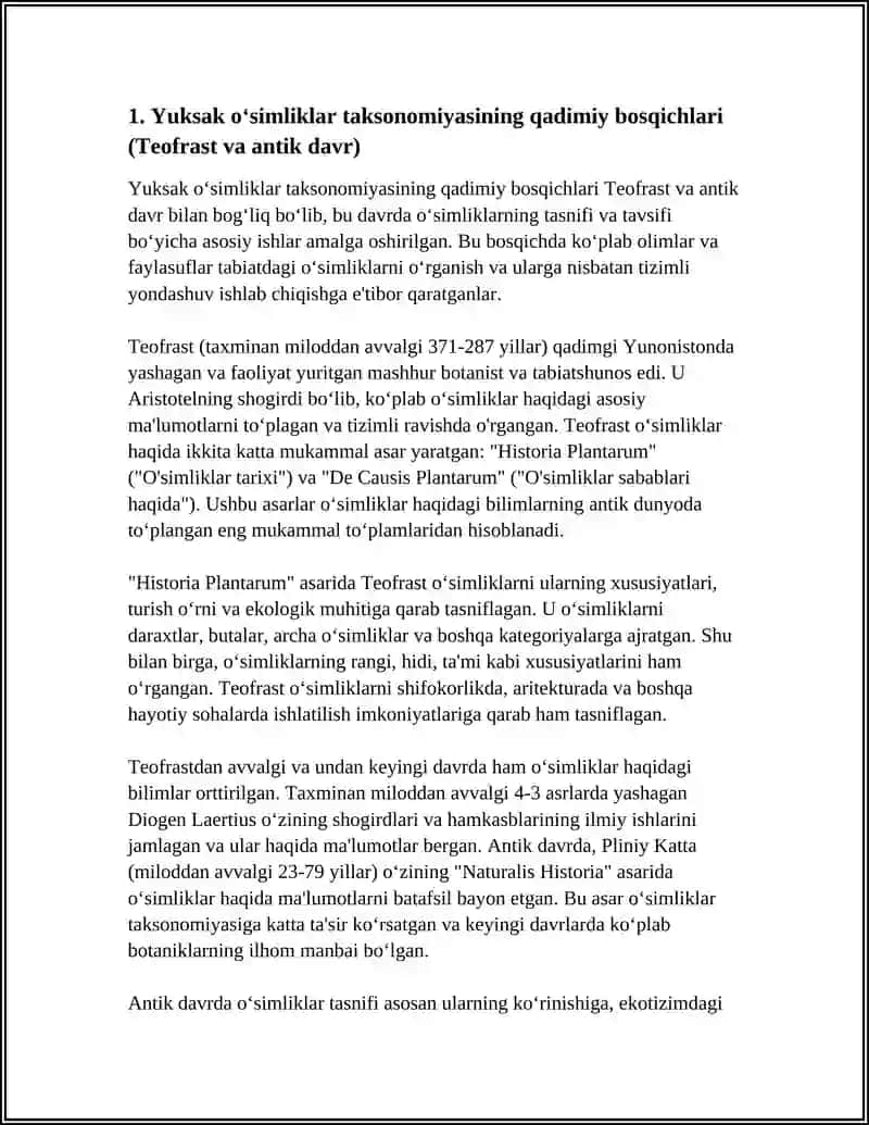 YUKSAK OʻSIMLIKLARNING TAKSONOMIK TARIXI 3