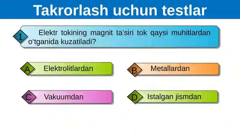 V BOBNI TAKRORLASH UCHUN TEST TOPSHIRIQLARI 3