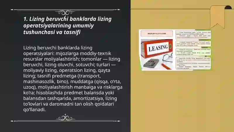 Lizing beruvchi bankda lizing operatsiyalari hisobi 3