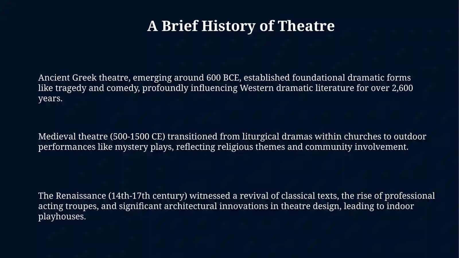 A Journey Through Theatre History and Dramatic Literature 3