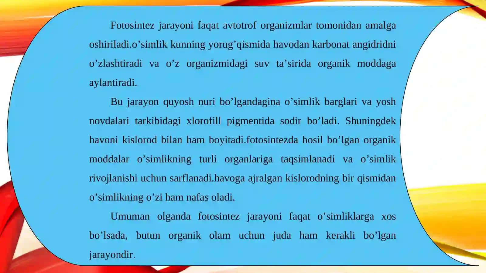 Fotosintezni tabiatda tutgan o’rni 3
