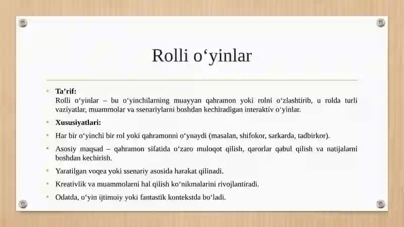 Rolli o‘yinlar va ularning ishbilarmonlik o‘yinlaridan farqi 3