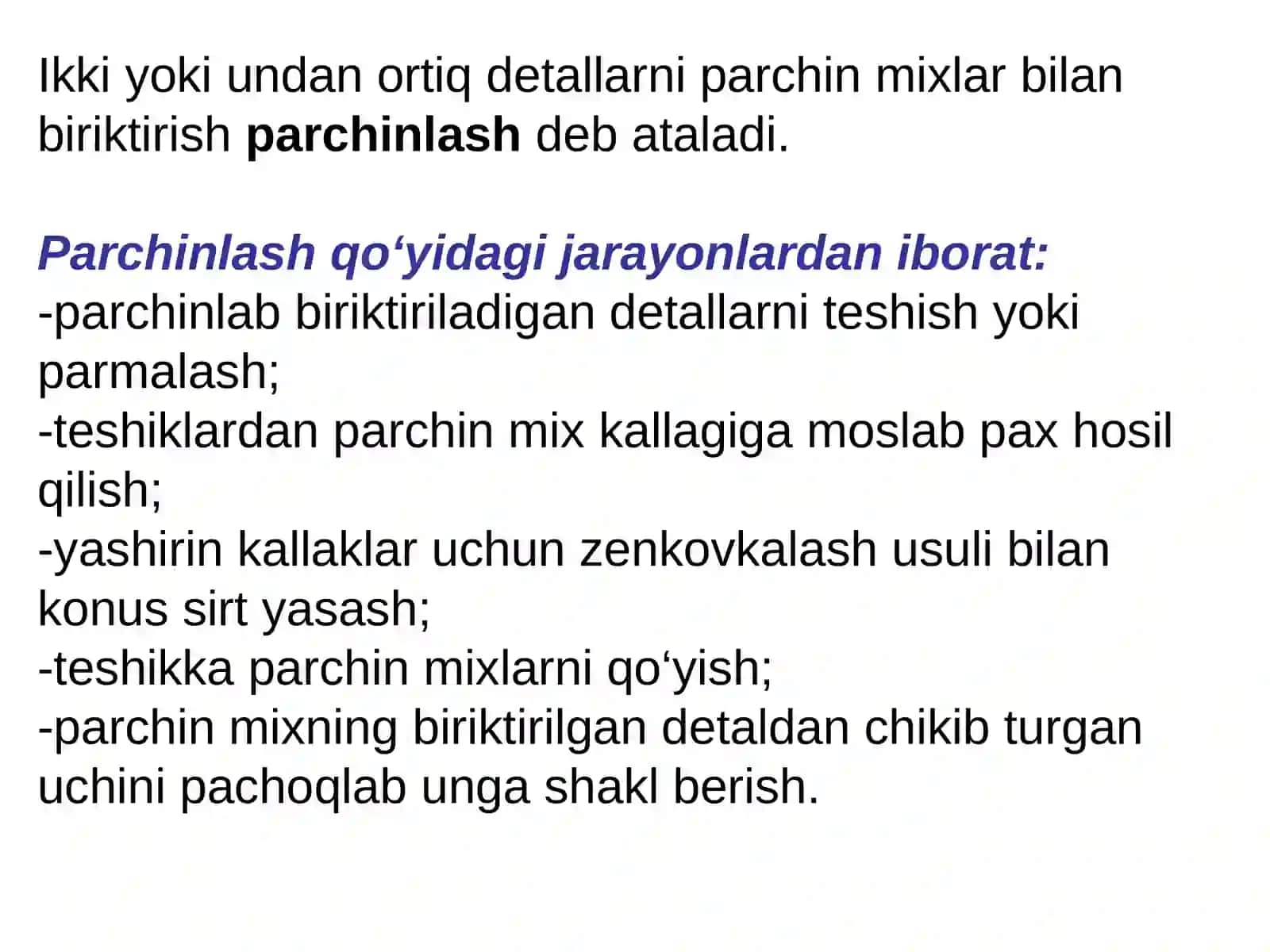 METALLARNI PARCHINLASH VA KAVSHARLASH 3