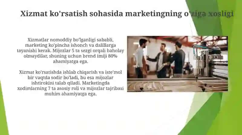 Xizmat ko'rsatish sohasida marketing 3