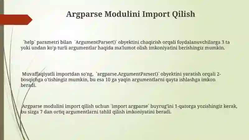Argparse yordamida terminal orqali dasturini boshqarish 3