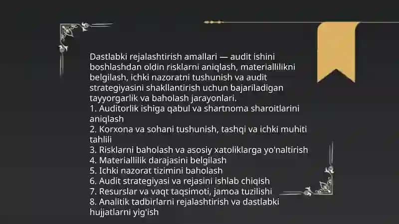 Auditning dastlabki rejalashtirish amallari tasnifi 3