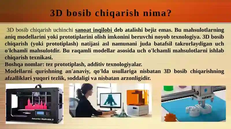 Modelni 3D printerda chop etish 3