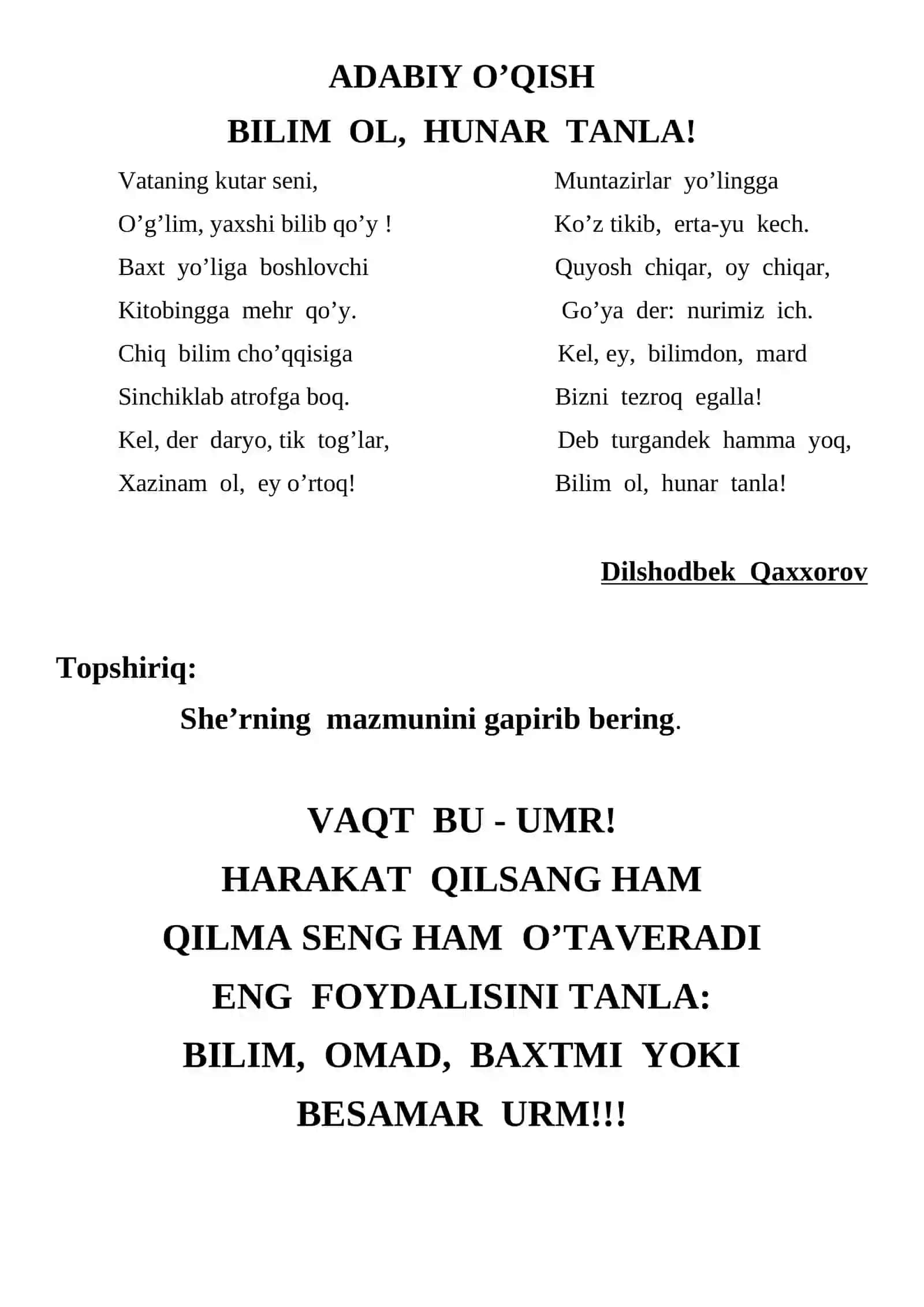 MATAMATIKA Fanidan NAZORAT ISHI DAFTARI 3