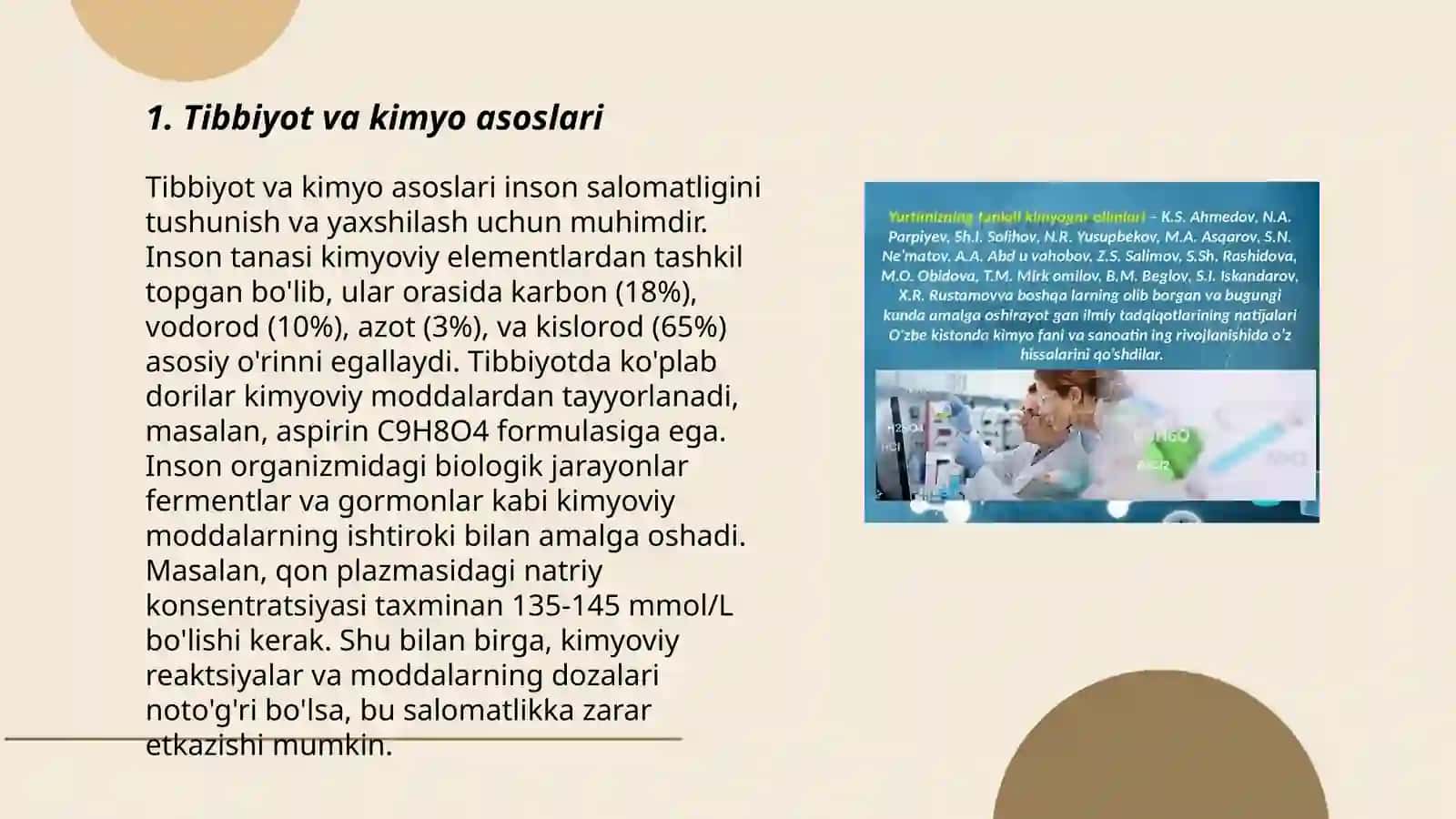 Tibbiyot va Kimyo Asoslari 3