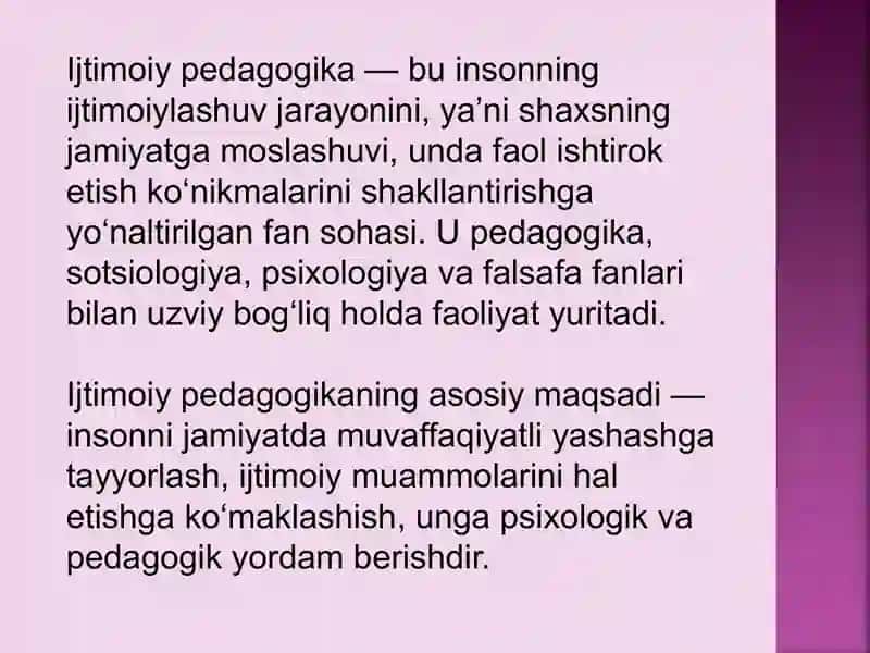 Ijtimoiy pedagogikaning sohalarivavazifalari 3