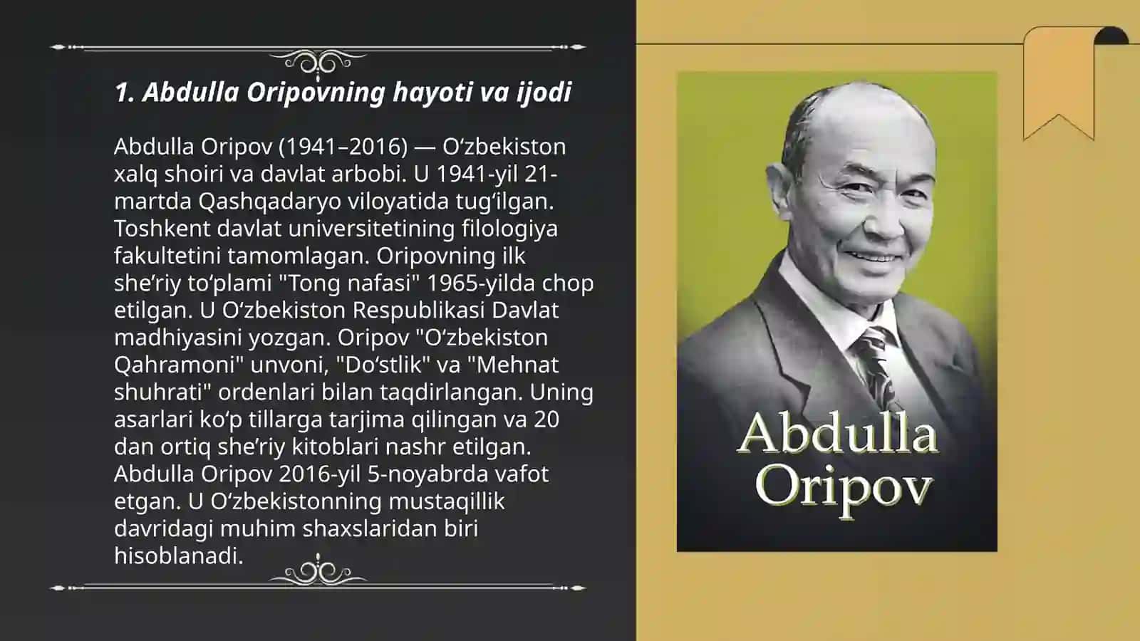 Abdulla Oripov ijodi 3