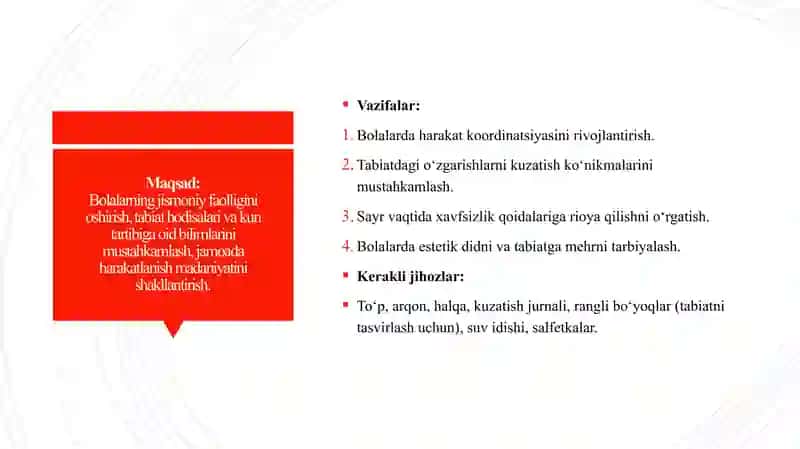 Kechki sayrni rejalashtirish plan konspektini tuzish 3