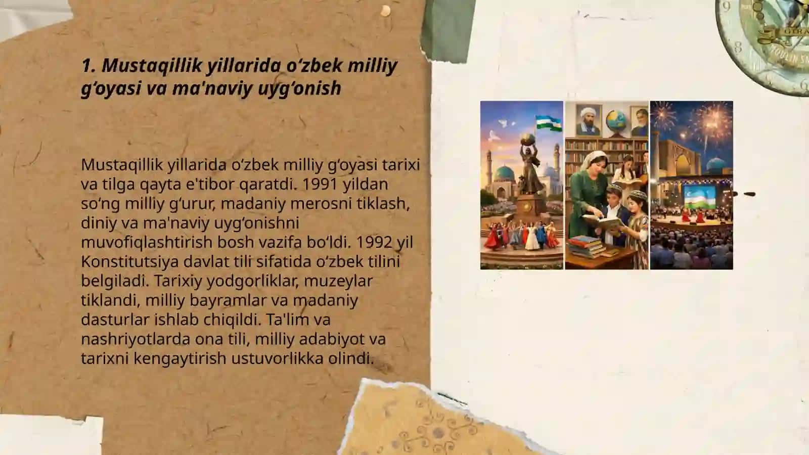 Mustaqillik yillarida o'zbekistondagi ma'naviy va madaniy taraqqiyot 3