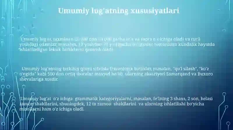 Umumiy va Cheklangan Lug'at 3