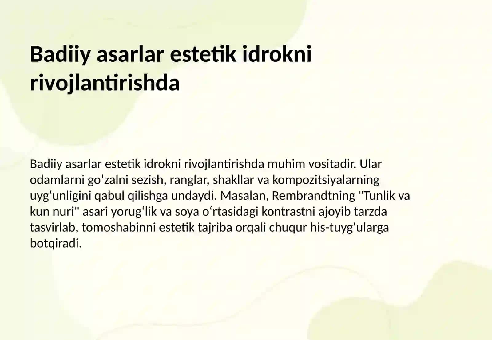 Dunyo estetik idrok etishda badiiy asarlarning ahamiyati 3