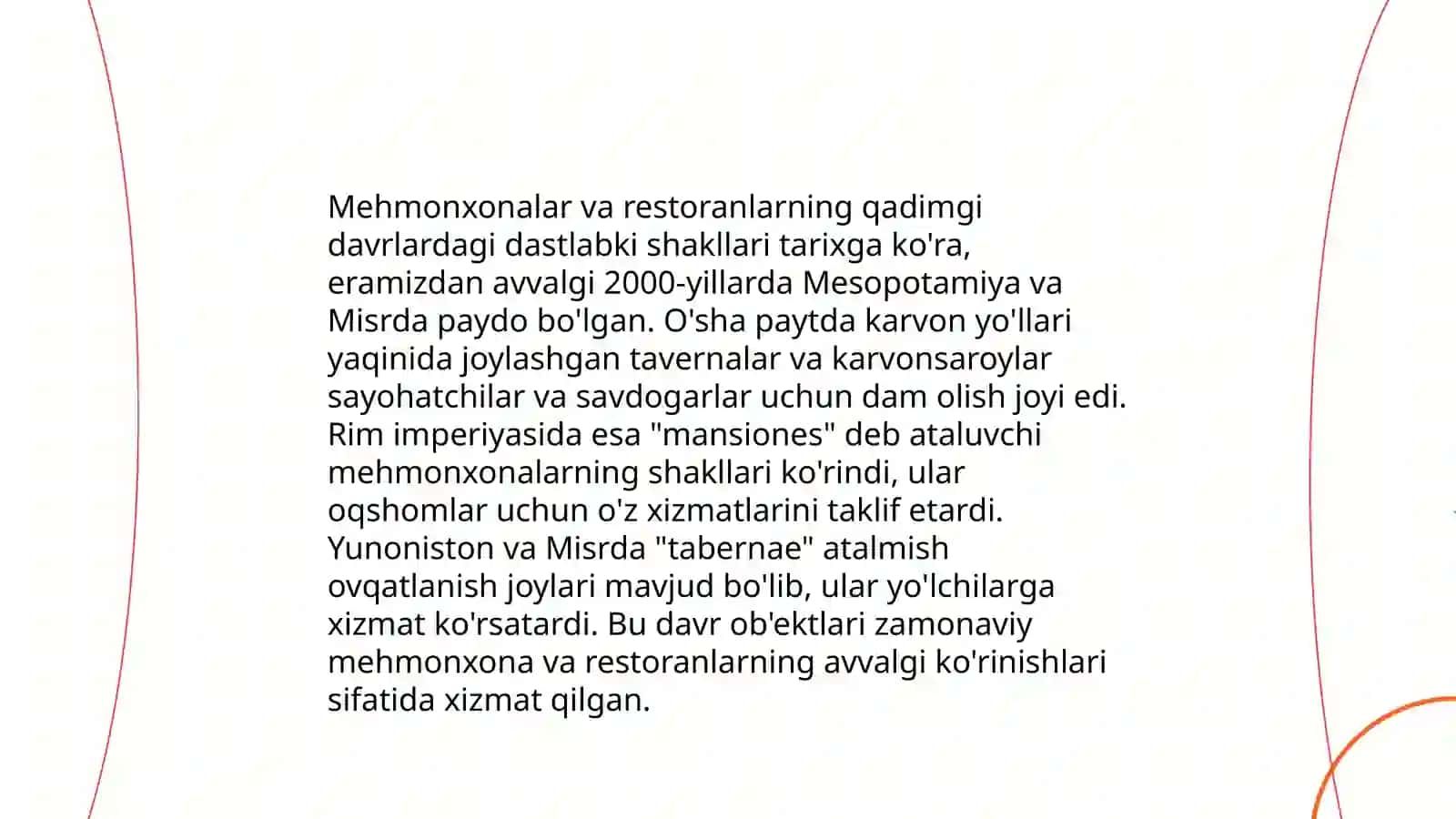 Mehmonxona va restoranning rivojlanish tarixi 3