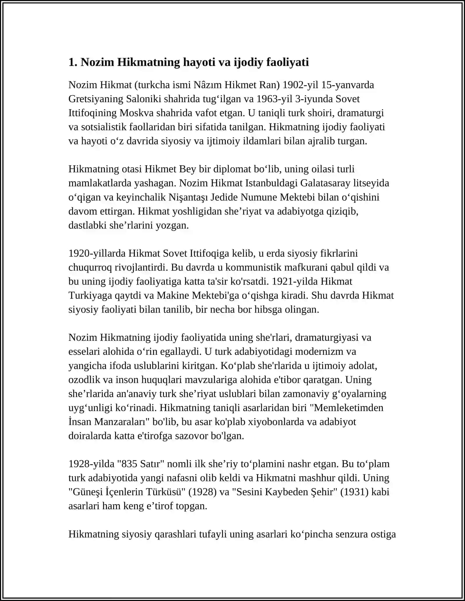 NOZIM HIKMAT HAQIDA ILMIY TANQIDIY MAQOLA 3