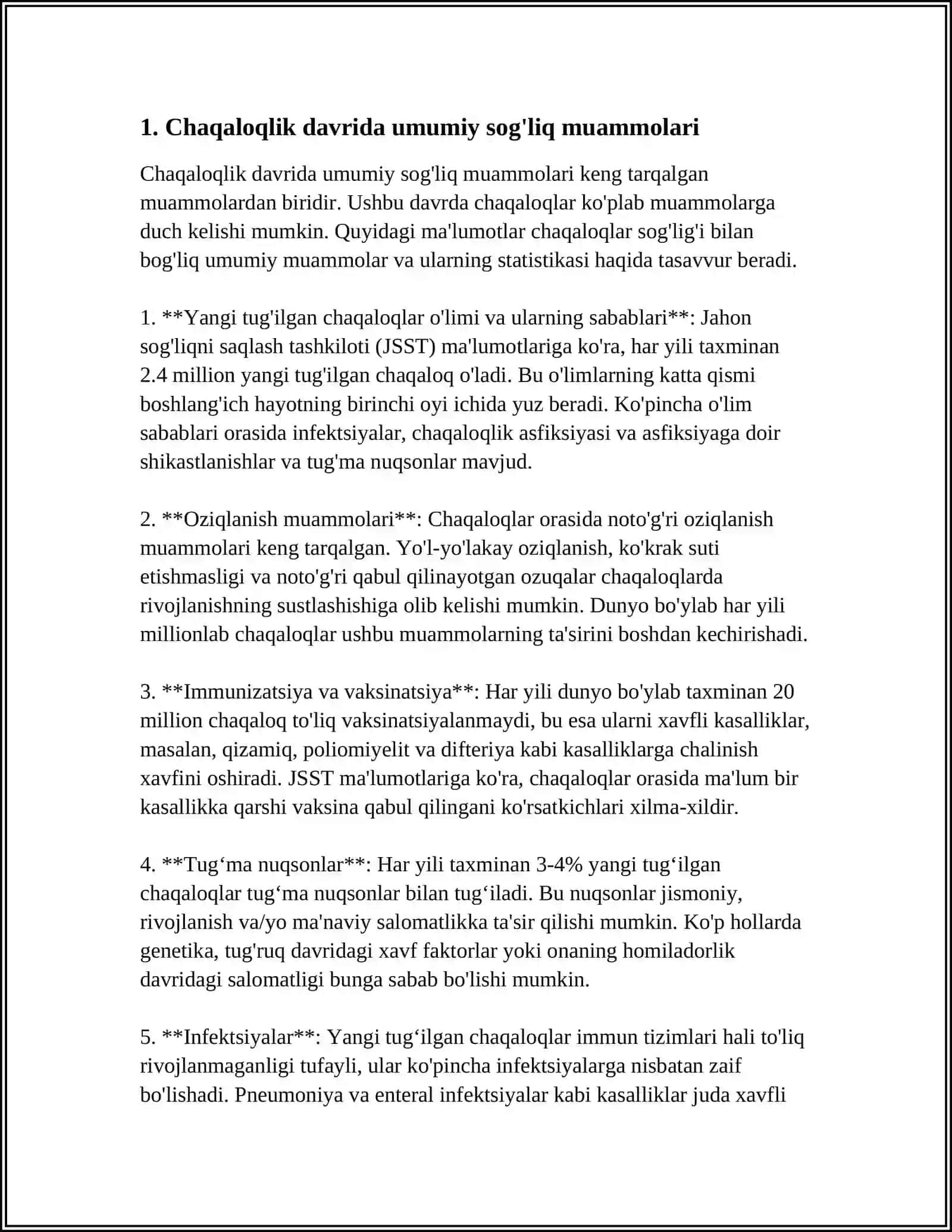 CHAQALOQLIK DAVRI KASALIKLARI REFERAT 3