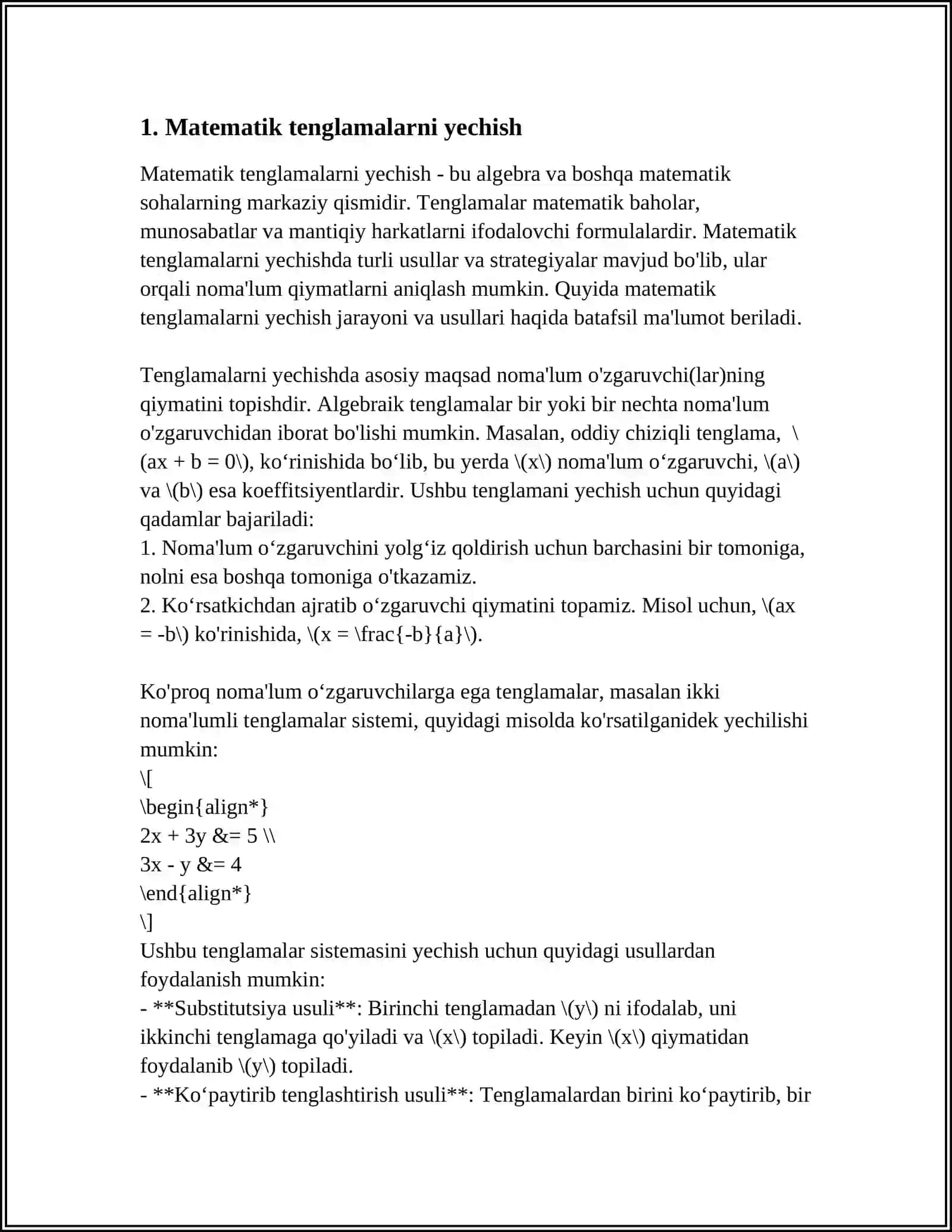 Matematik tenglamalarni yechish 3