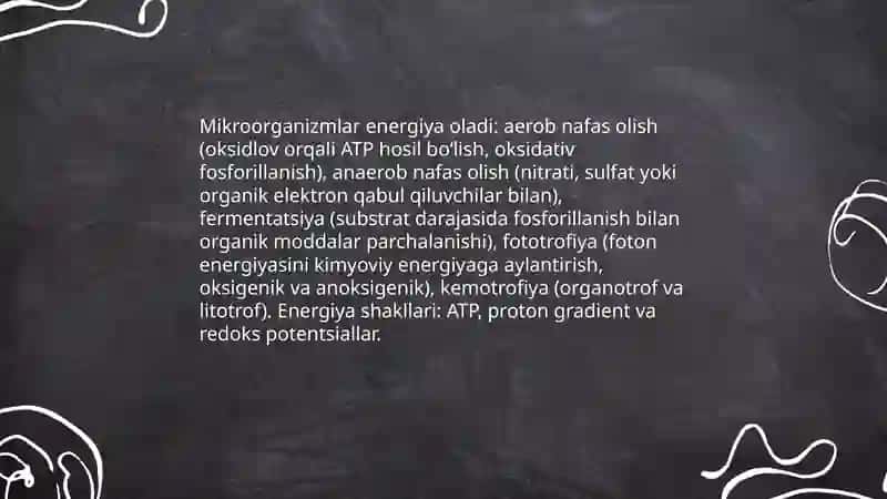 Mikroorganizmlar tomonidan energiya olish usullari 3