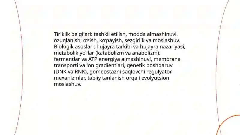 Tiriklik belgilari 3