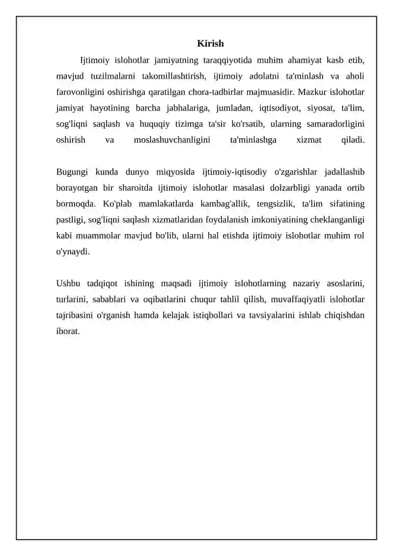 Ijtimoiy islohotlar va ularning samarasi 3