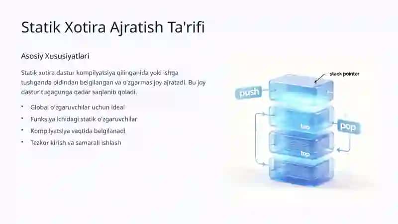 Statik va Dinamik Xotira Ajratish Simulyatsiyasi 3