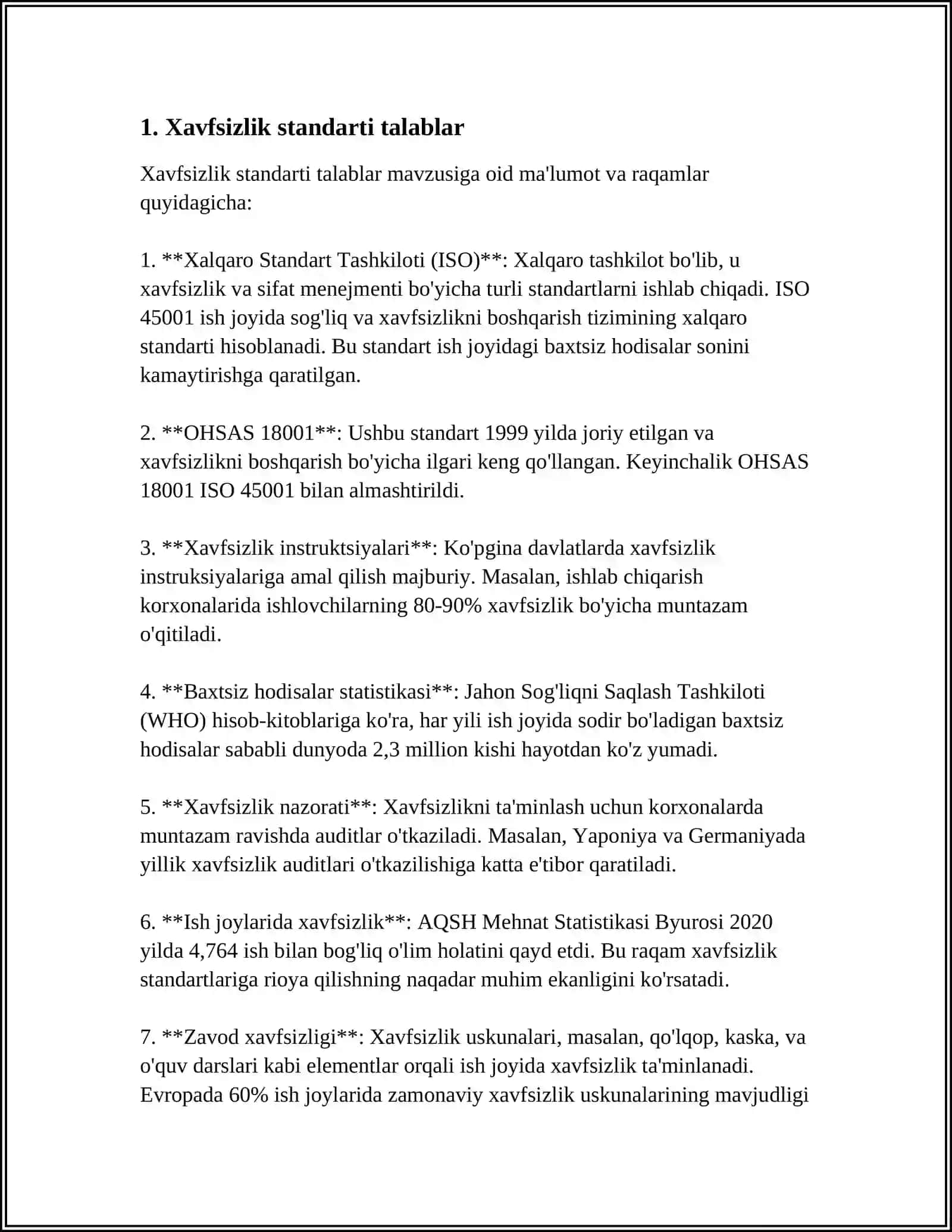 XAVFSZLIK STANDARTLARI 3