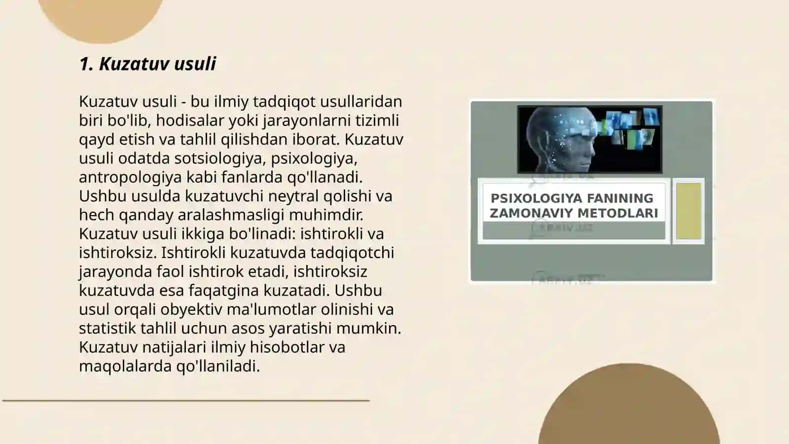 Psixologiya fanining tadqiqot usullari 3
