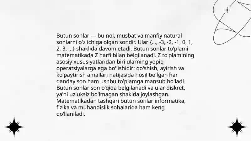 Butun sonlar.Butun manfiy sonlar 3
