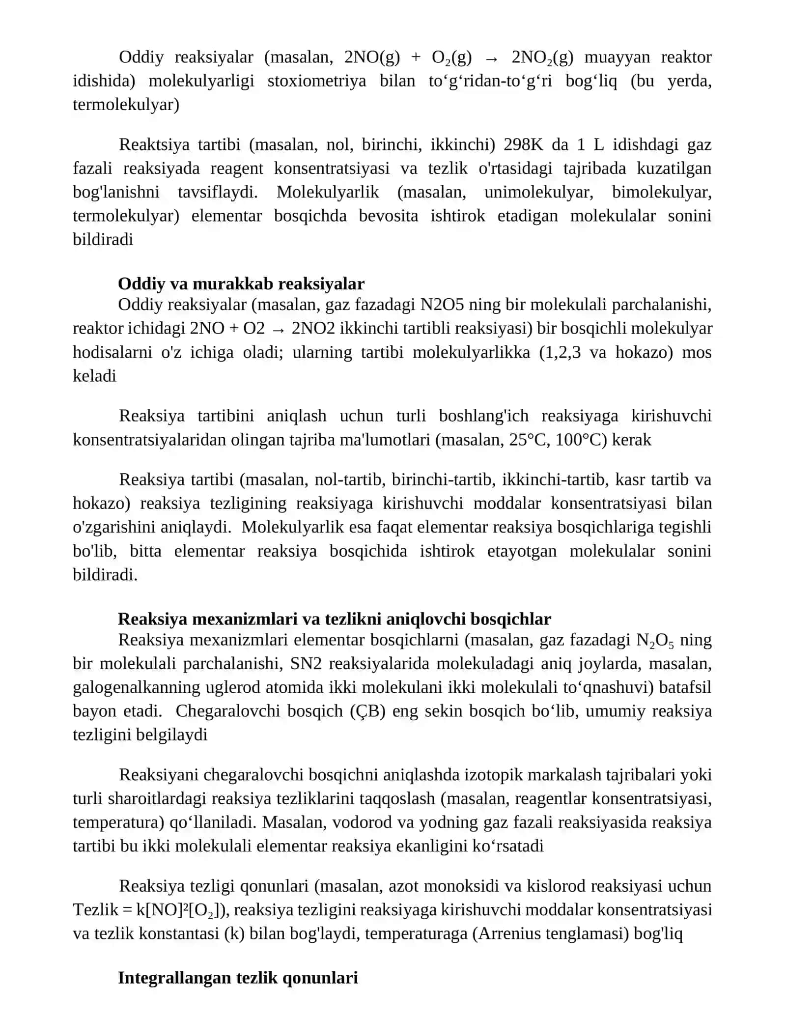 Reaksiyalarning tartibi va molekulyarligi 3