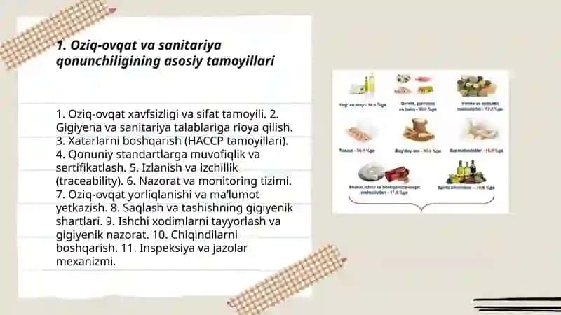 Oziq-ovqat va sanitariya qonuniyati 3