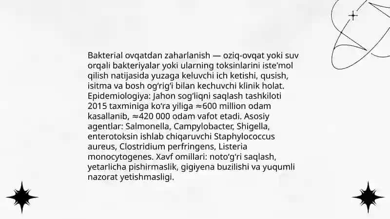 Bakterial ovqatdan zaharlanish 3