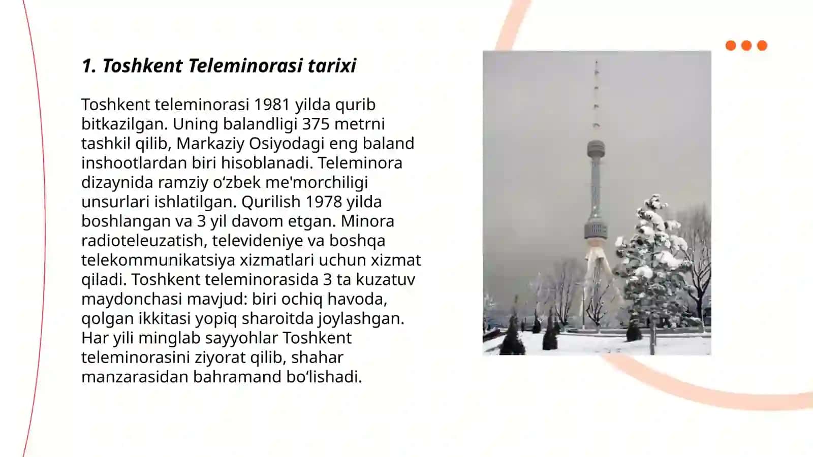 Toshkent Teleminorasi haqida 3