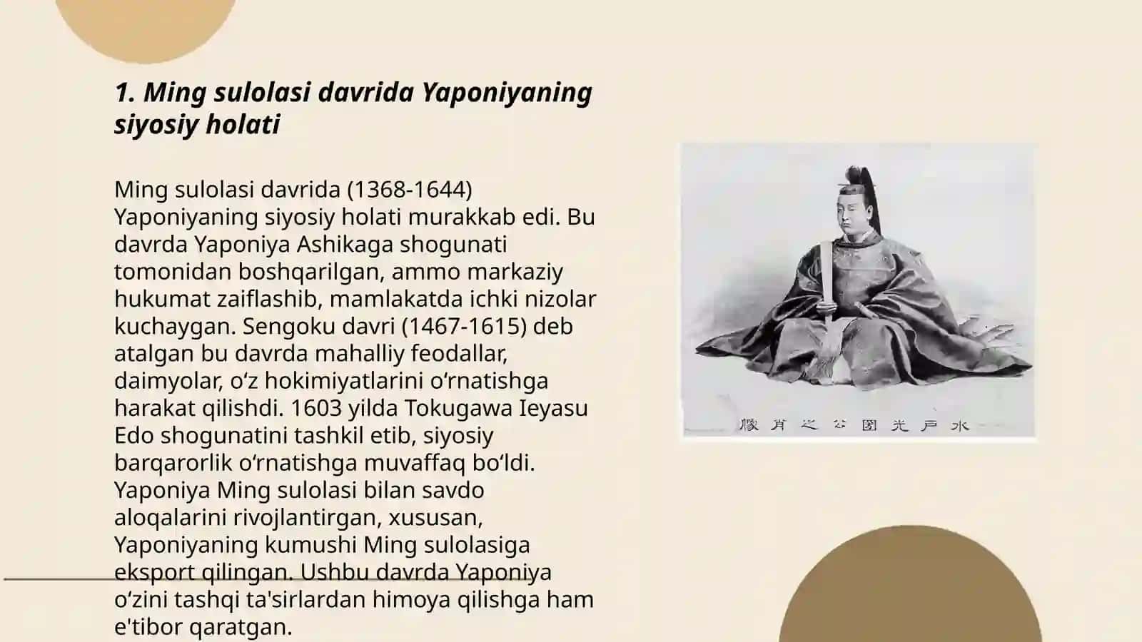 Tokugava syogunligining vujudga kelishi 3
