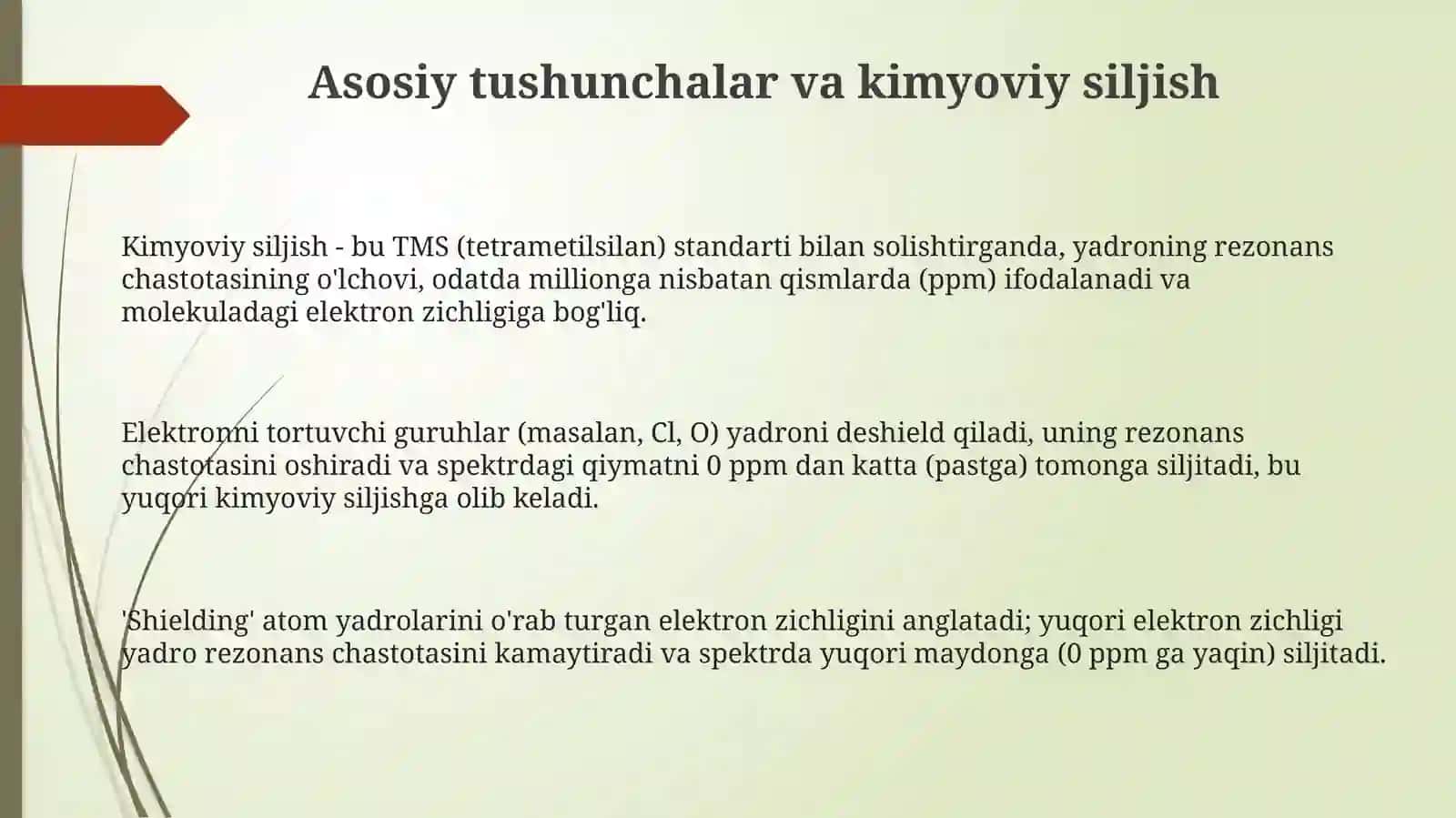 Birinchi tartibli 'H YaMR spektrlarini tahlil qilish 3