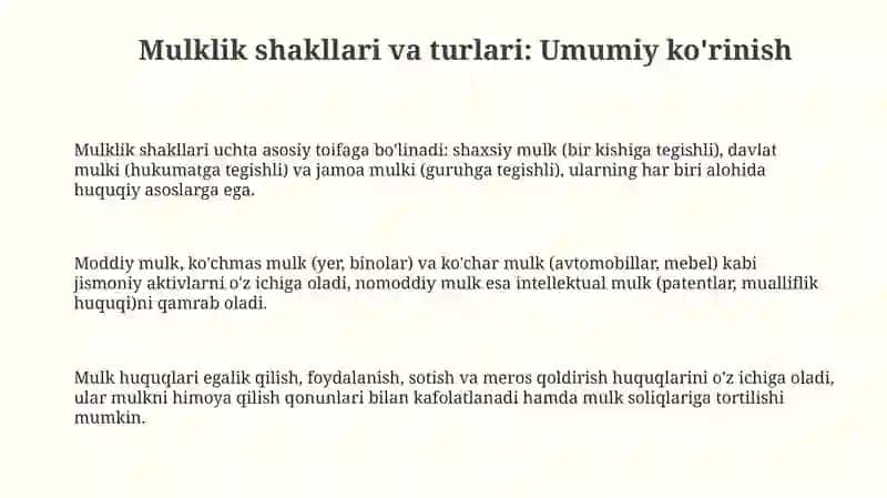 Mulk shakllari va turlari 3