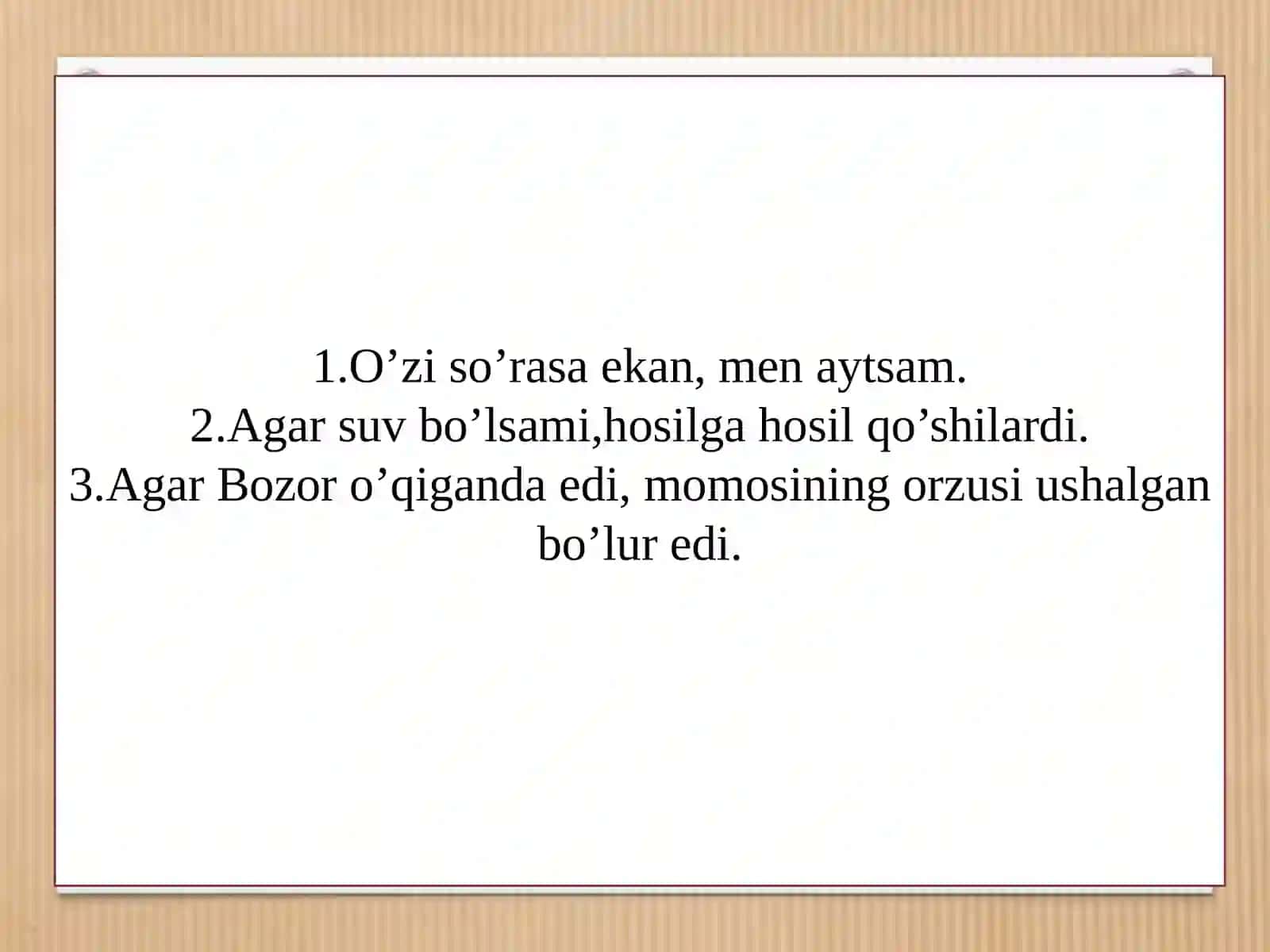 Mutanosib munosabatli qo’shma gaplar. 3