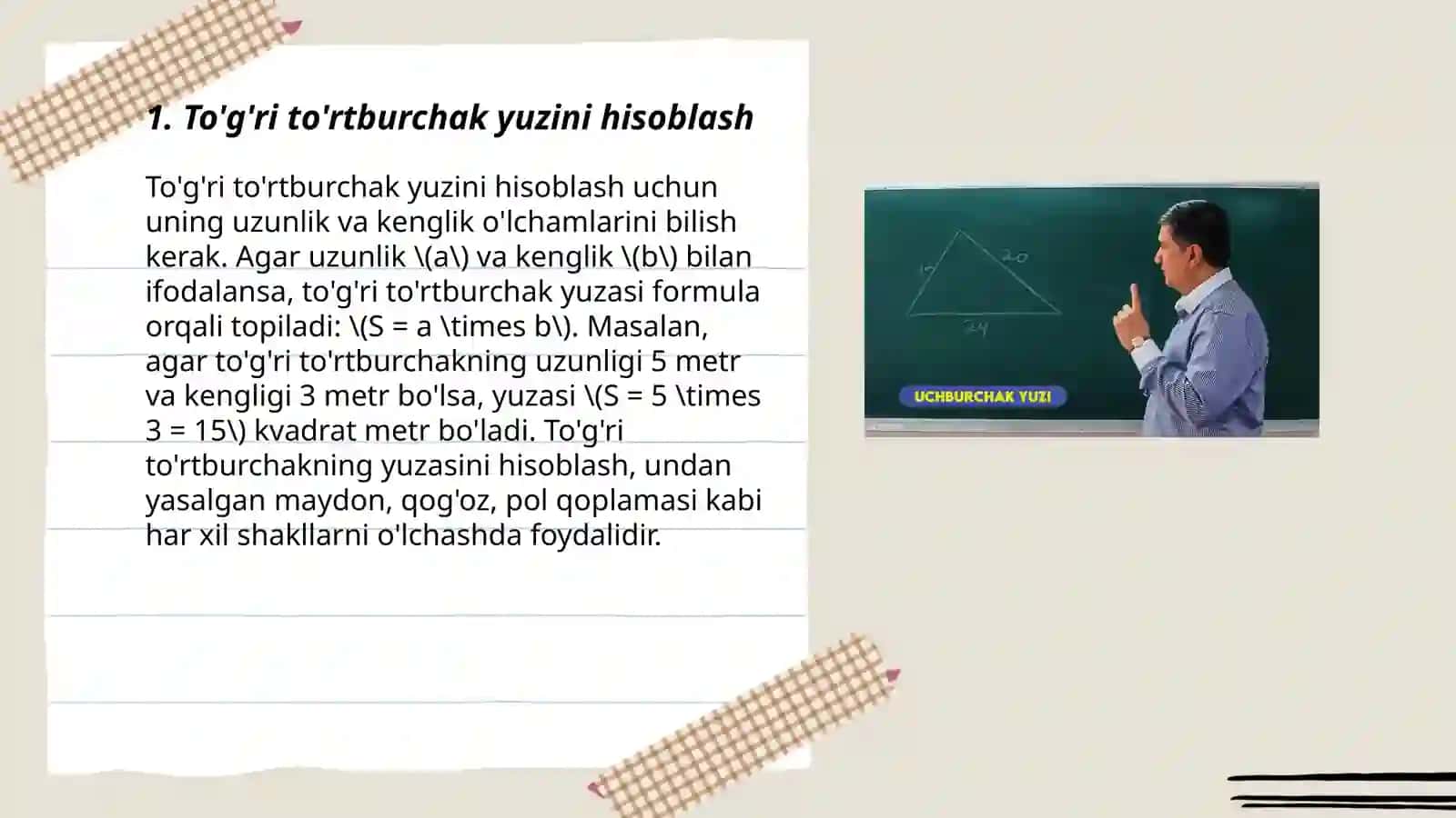 Figuralarning yuzi. Figuralar yuzini ölchash usullari 3
