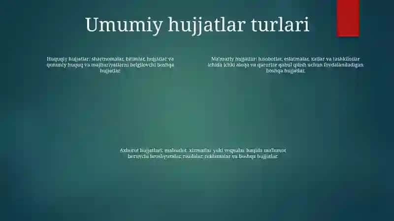 Umumiy Hujjatlar BoʻYicha Taqdimot 3